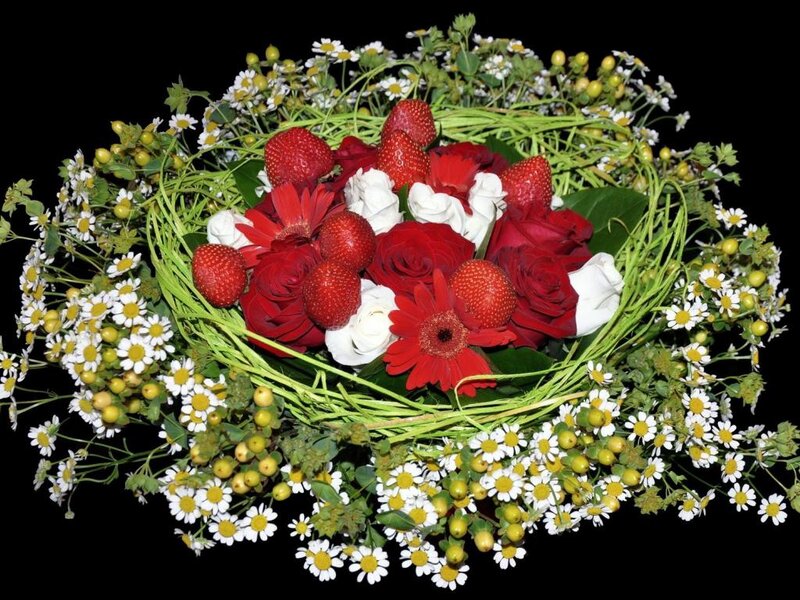 Strawberry and Flower Arrangement