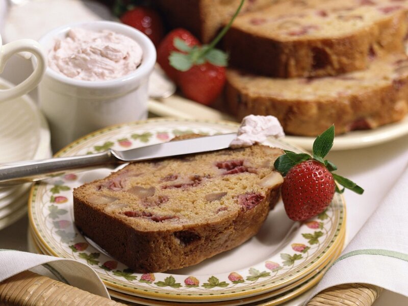 Strawberry bread with cream cheese
