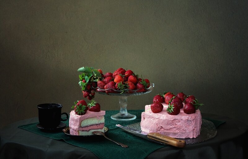 Strawberry Cake and Fruit