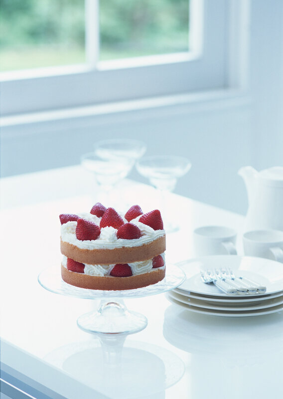 Strawberry cake on a table