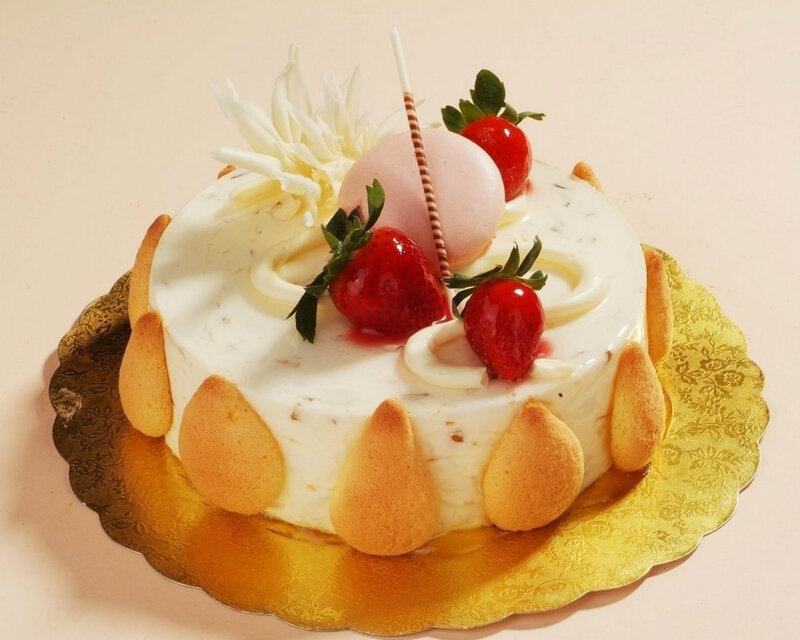 Strawberry Cake on Gold Plate