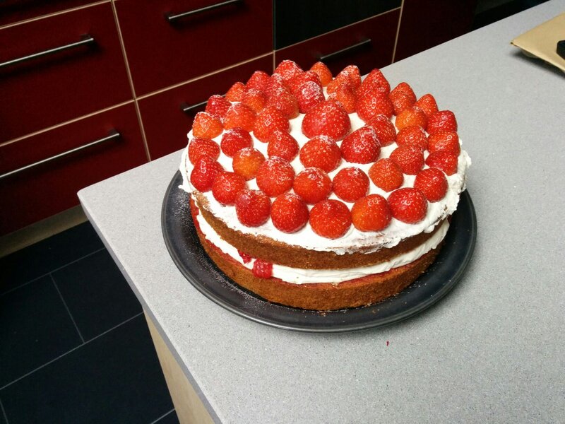 Strawberry Cake on Plate — Red, Calm