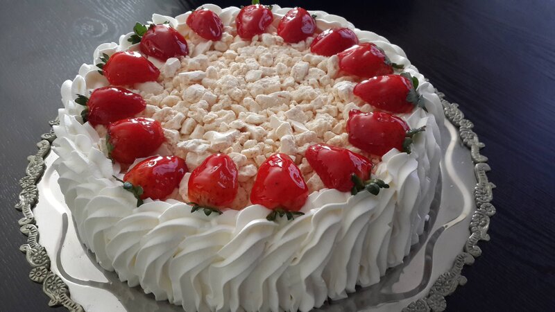 Strawberry Cake on Platter — White