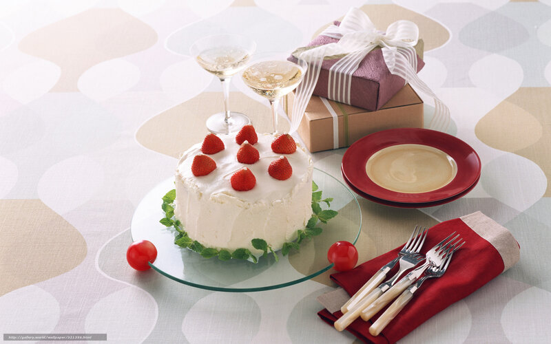 Strawberry Cake on Table — White, Celebratory