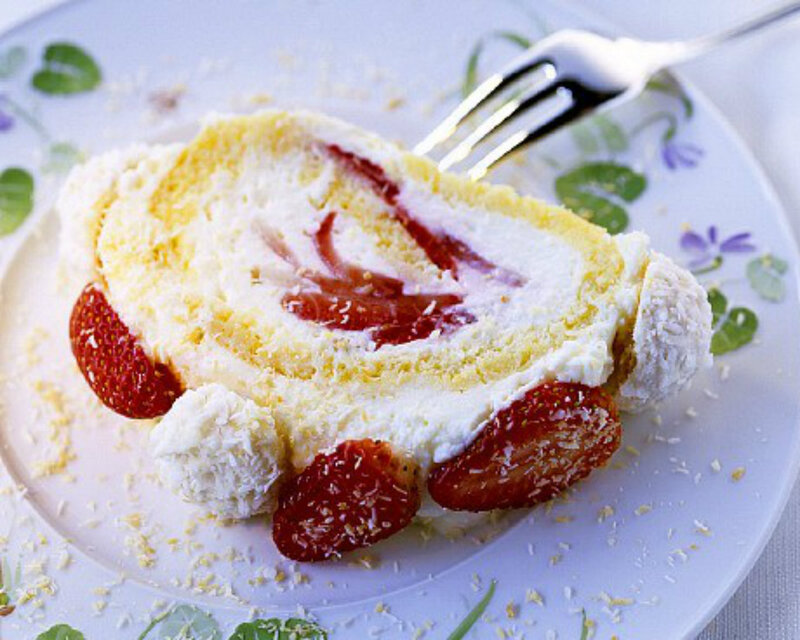 Strawberry Cake Roll — White, Delicate