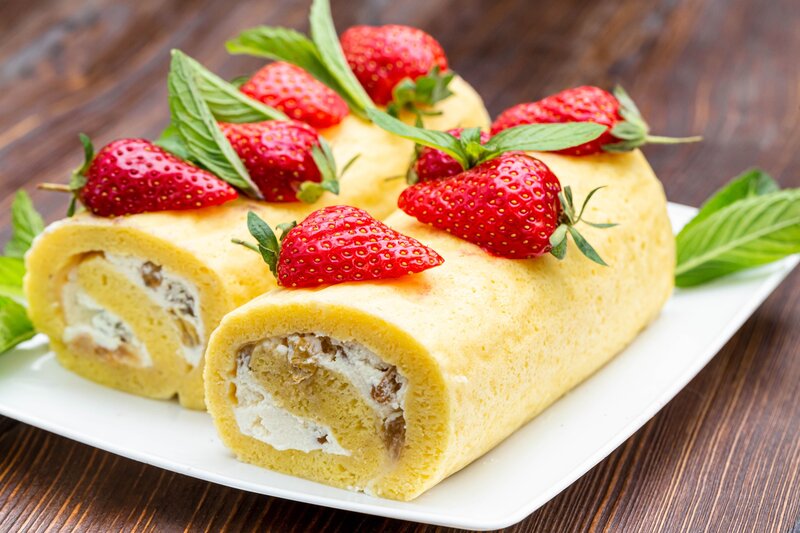 Strawberry Cake Roll — Yellow