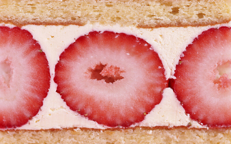 Strawberry Cake Slice — Red, Appetizing, Photograph