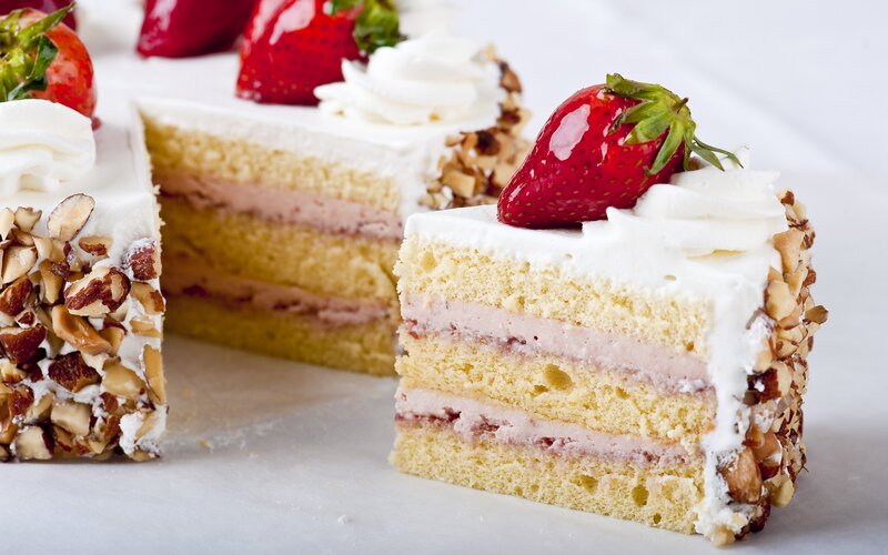 Strawberry Cake Slice — White, Appetizing