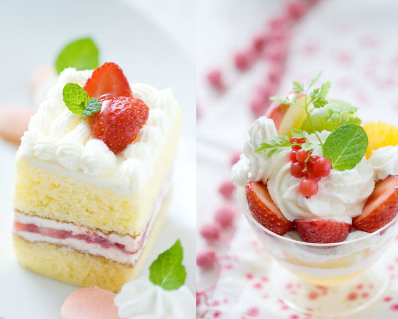 Strawberry Cake Slice — White, Delicate