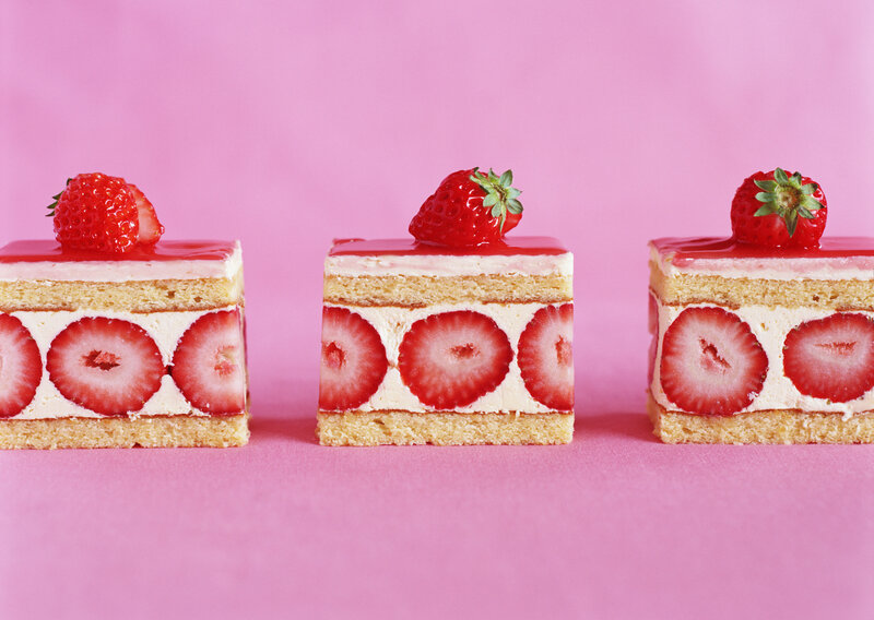 Strawberry cake slices