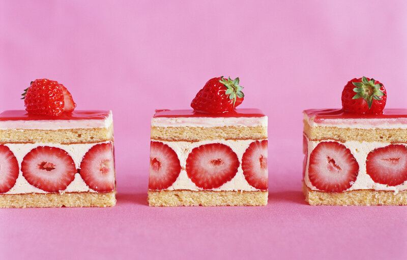 Strawberry Cake Slices — Pink, Sweet