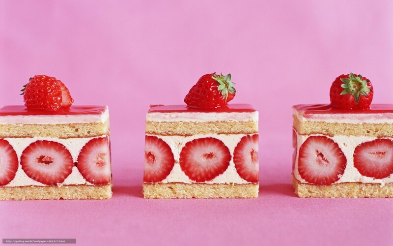 Strawberry Cake Slices — Pink