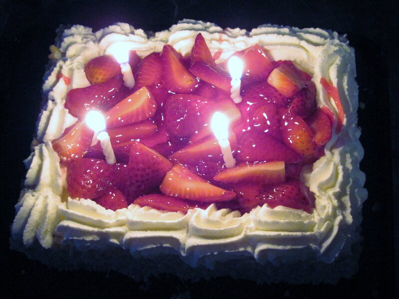 Strawberry Cake with Candles — White