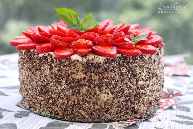 Strawberry Cake with Mint — Red