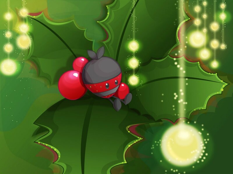 Strawberry Character on Leaf
