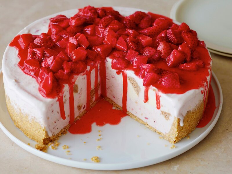 Strawberry Cheesecake — Red, Appetizing, Photograph, Sliced Cake