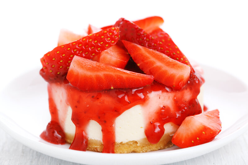 Strawberry Cheesecake — Red, Appetizing, Photograph, Strawberries, Sauce