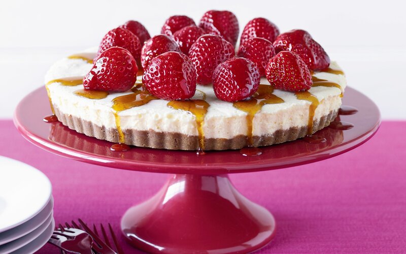 Strawberry Cheesecake — Red, Appetizing, Photograph, Strawberries