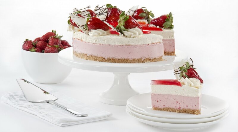 Strawberry Cheesecake — White, Appetizing, Photograph