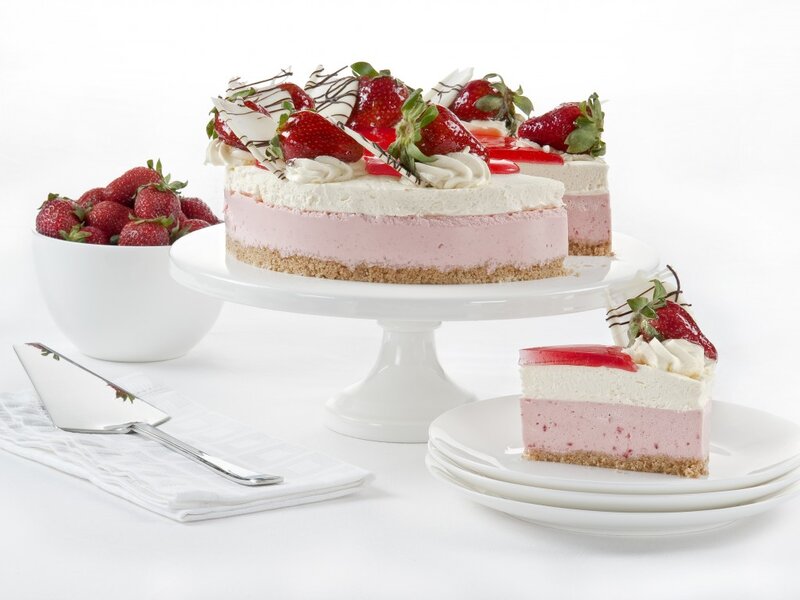 Strawberry Cheesecake — White, Clean, Photograph
