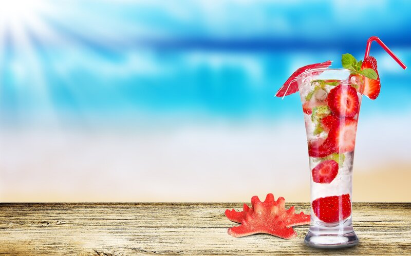 Strawberry Cocktail Drink — Blue, Refreshing