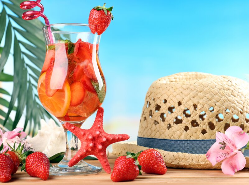 Strawberry Cocktail Drink — Blue, Tropical