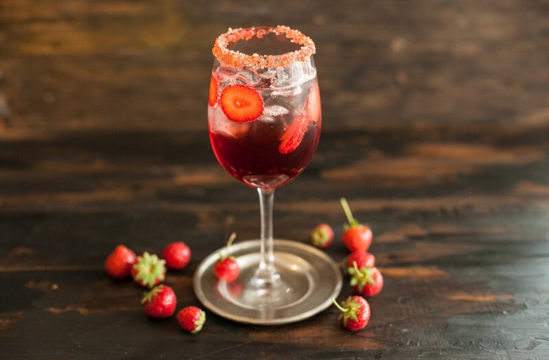 Strawberry Cocktail in Glass — Red