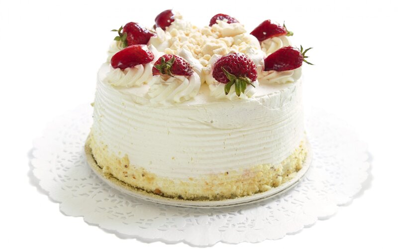 Strawberry Cream Cake — White, Neutral, Photograph