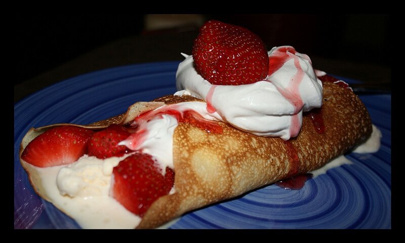 strawberry crepe dessert