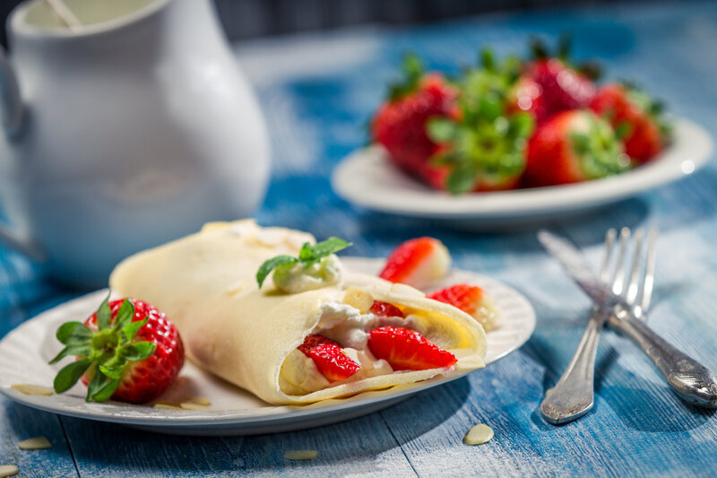 Strawberry Crepe on Plate