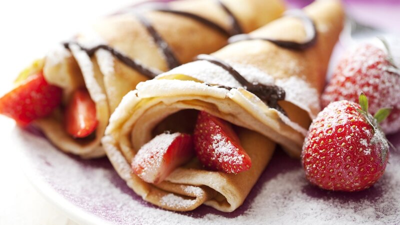 Strawberry Crepes — Red, Appetizing, Photograph