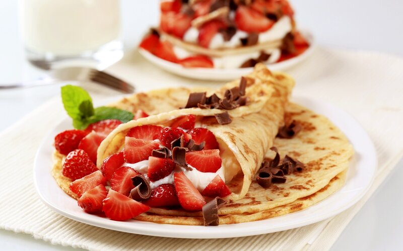 Strawberry Crepes — Red, Appetizing