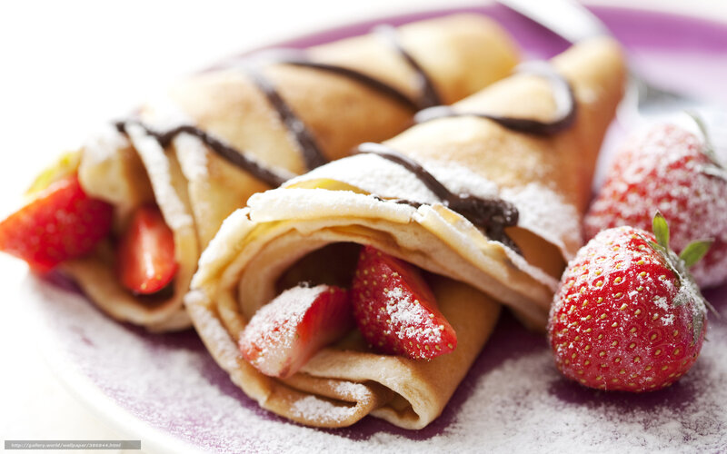 Strawberry Crepes — White, Appetizing, Photograph