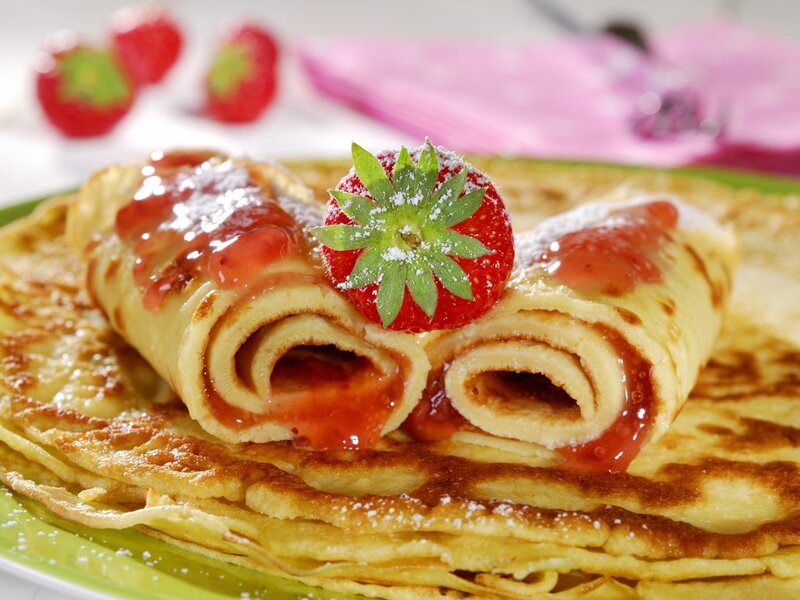 Strawberry Crepes — Yellow, Appetizing
