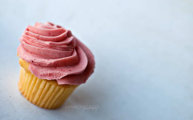 strawberry cupcake with pink frosting
