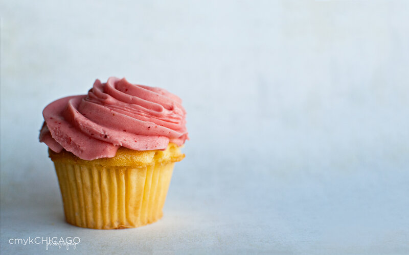 strawberry cupcake with pink frosting