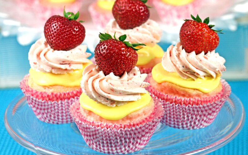 Strawberry Cupcakes — Pink, Sweet, Photograph