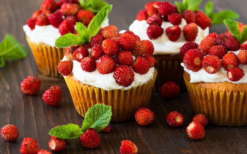 Strawberry Cupcakes — Red, Fresh