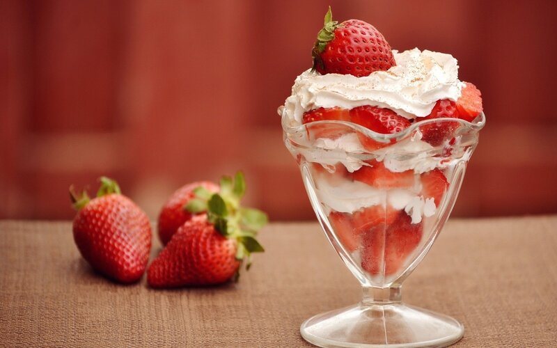 Strawberry dessert in a glass