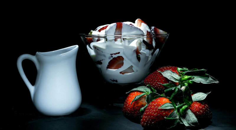 Strawberry Dessert in Bowl — Black