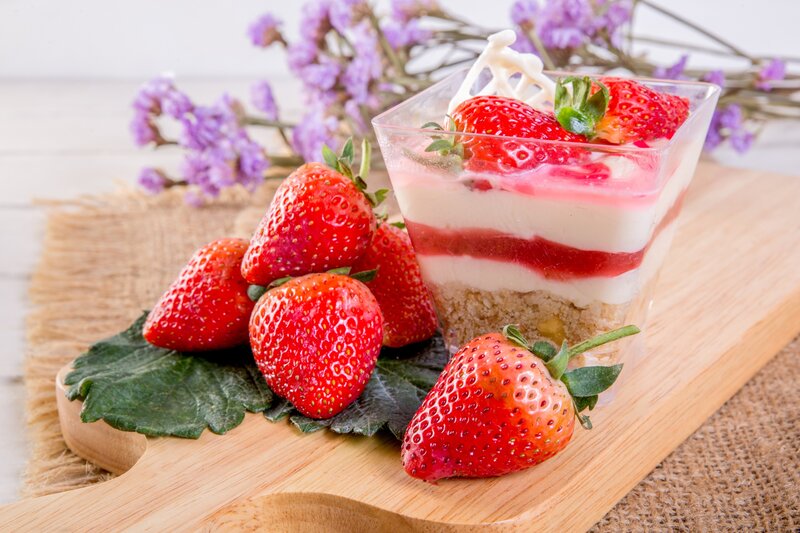 Strawberry Dessert in Cup — Red