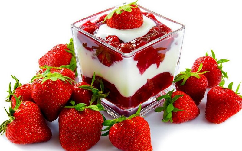 Strawberry dessert in glass cup