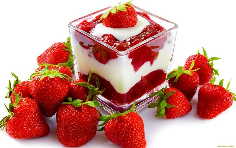 strawberry dessert in glass cup