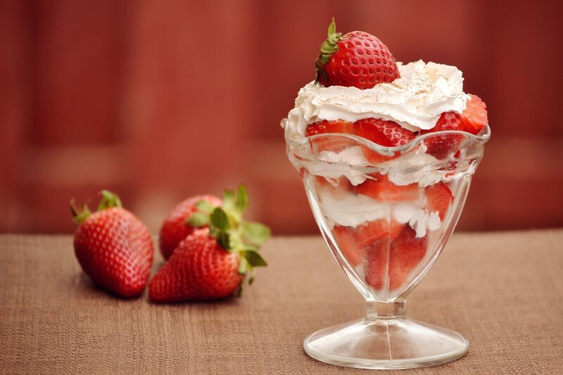 Strawberry Dessert in Glass — Red, Appetizing