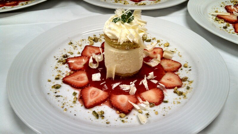Strawberry Dessert on Plate — White, Elegant