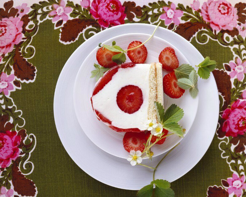 Strawberry Dessert on Plate — White