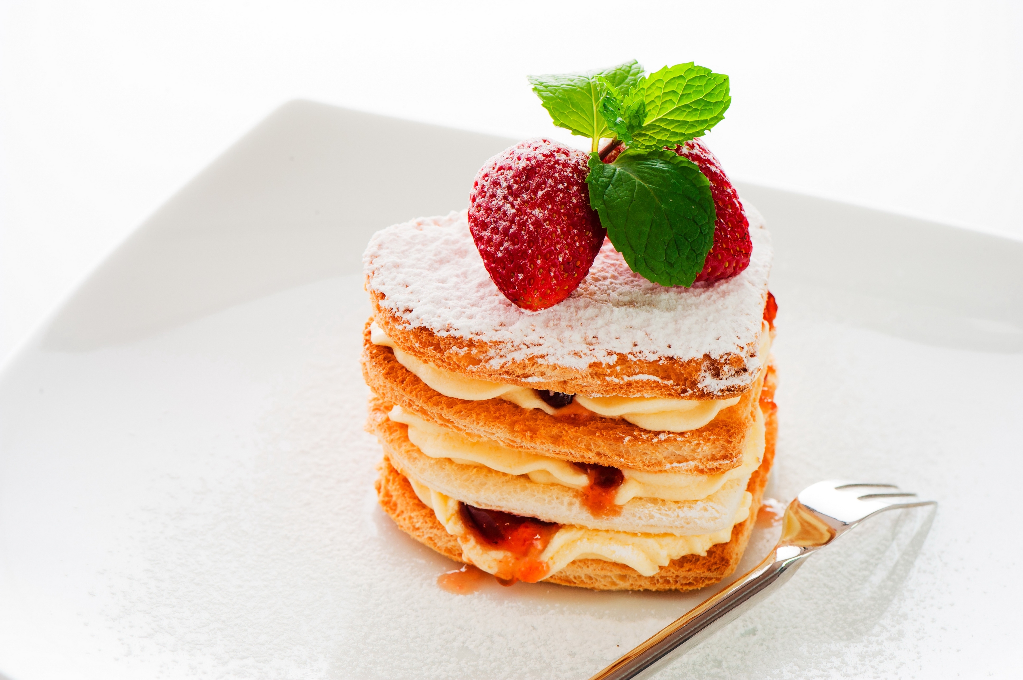strawberry dessert with mint