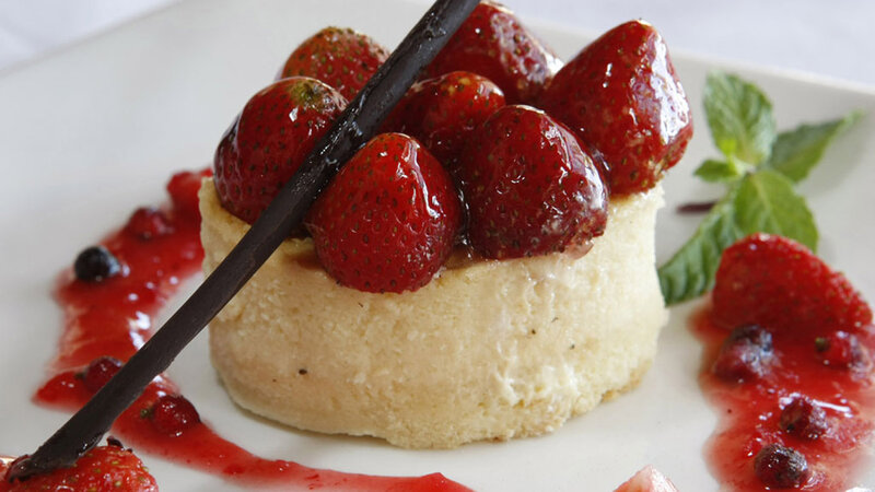 strawberry dessert with mint
