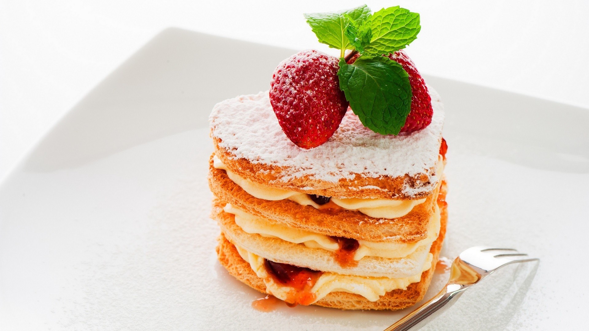strawberry dessert with mint