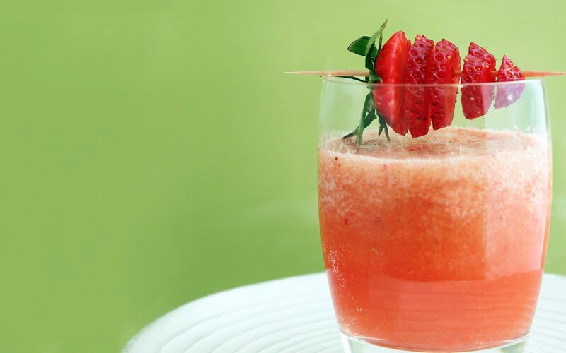 Strawberry Drink in Glass — Green